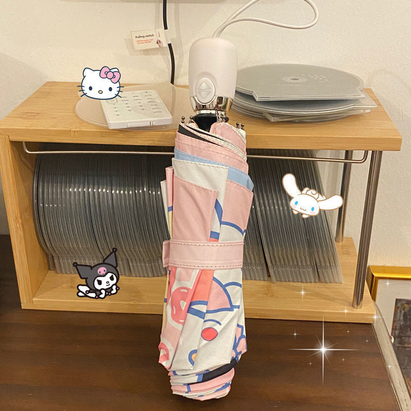 【DU-0041】Japanese kulomi sunshade umbrella transparent ins female cute sanrio sunny rain kt cat sun umbrella UV protection