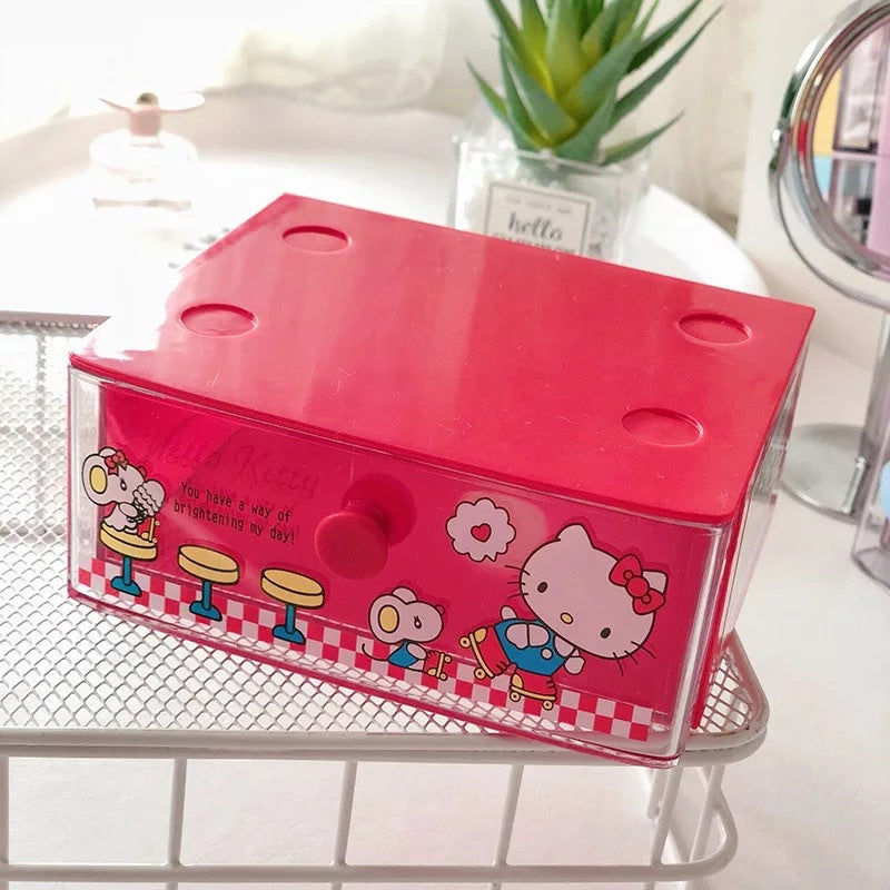 Cute girl heart desktop jewelry box mini drawer box cartoon storage box drawer sorting box