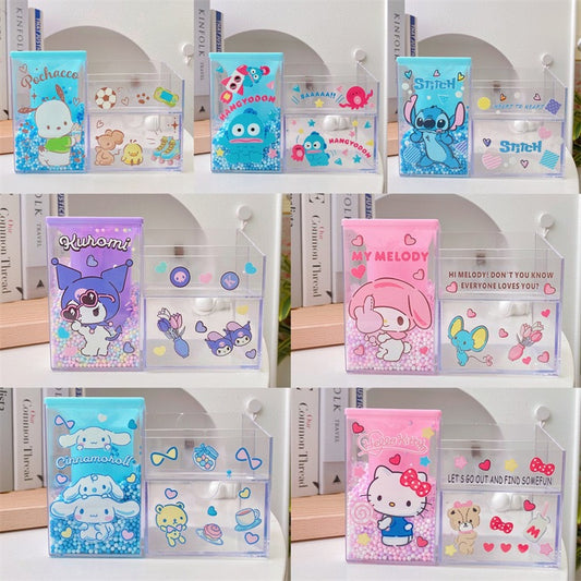 【PC-0005】New cute Kulomi girl heart high value desktop storage box Japanese student stationery transparent drawer pen holder