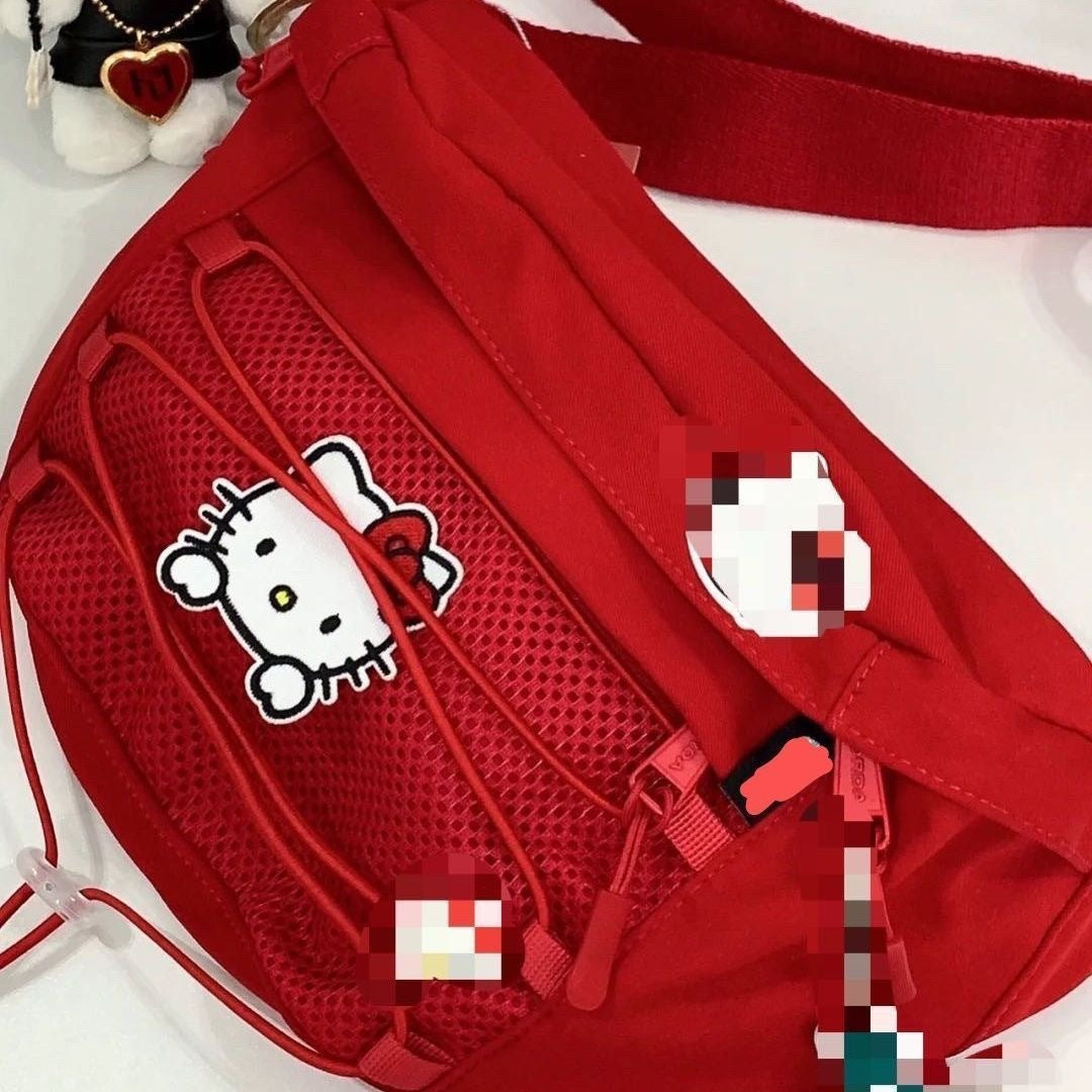 【B-0043】Sweet Cool Crossbody Bag Summer Casual Shoulder Bag New Waist Bag Women's Trendy ins Dumpling Bag Red Kitty Chest Bag