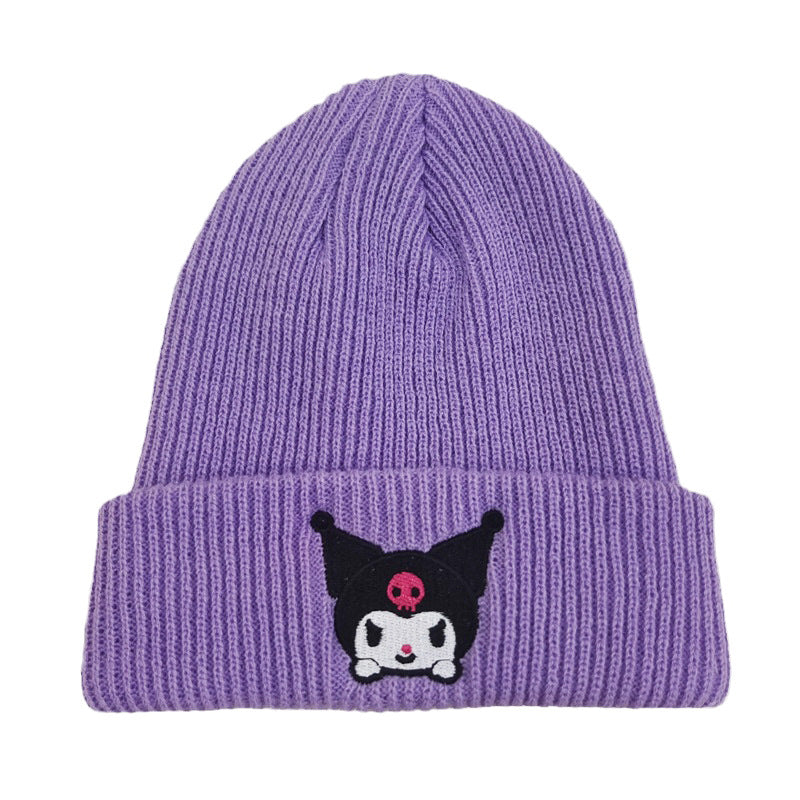 cute cartoon Sanrio embroidered knitted cap wool cap kuromi warm hat