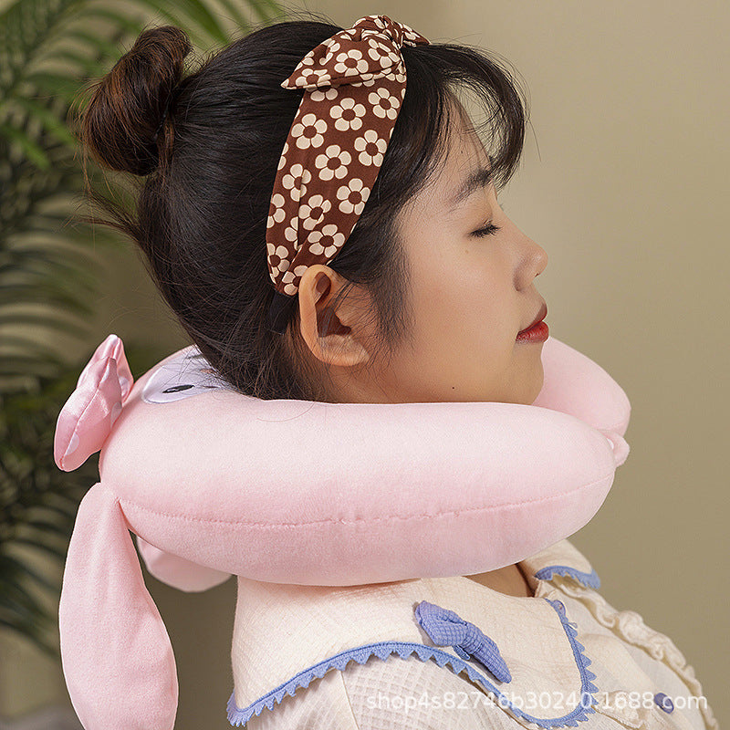 Cute U-shaped Pillow Cartoon Neck Protection Pillow Aircraft Travel Headrest Portable Car Student Neck Pillow Cushion