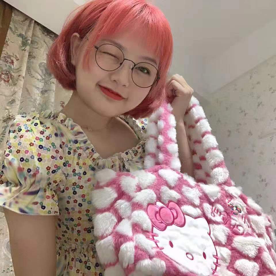 y2k millennial hottie 2021 plush kitty kitty shoulder handbag concave red book lolita