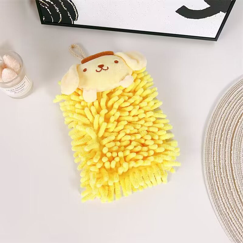 Cartoon chenille hand towel hanging anti-odor absorbent non-shedding hand cloth children's towel kitchen hand washing household