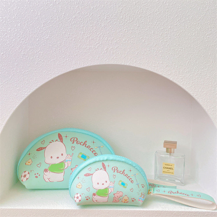 【B-0002】Japanese cartoon cute girl heart makeup bag storage two-piece set Change key storage bag ugly fish hand bag