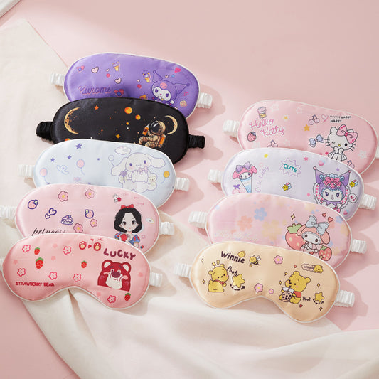 Double-sided silk eye mask lunch break shading cartoon cute strap travel eye protection breathable to relieve fatigue.