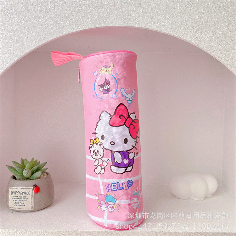 Japanese Cute Girl Heart Cylinder Large Capacity Pencil Bag Student Stationery Box Stationery Storage PC Dog Pencil Box