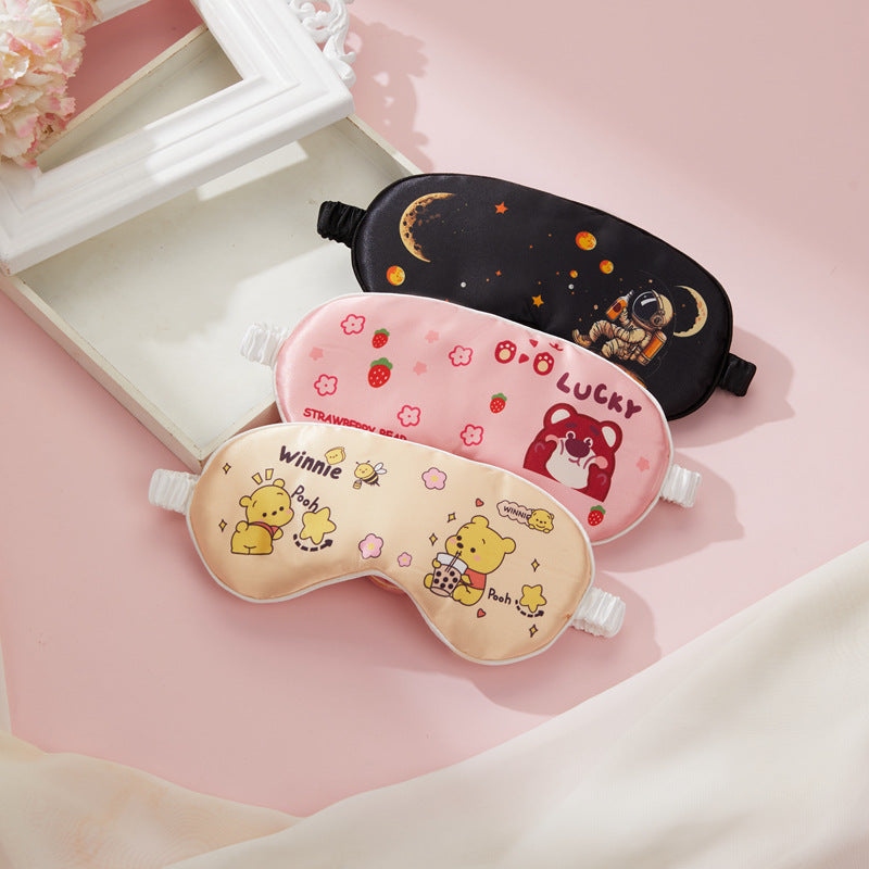 Double-sided silk eye mask lunch break shading cartoon cute strap travel eye protection breathable to relieve fatigue.