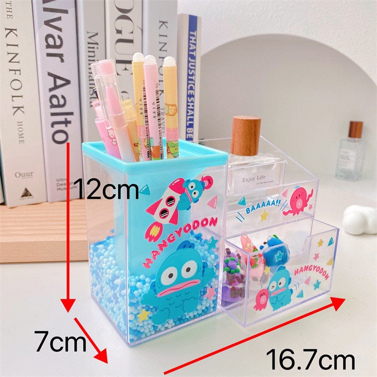 【PC-0005】New cute Kulomi girl heart high value desktop storage box Japanese student stationery transparent drawer pen holder