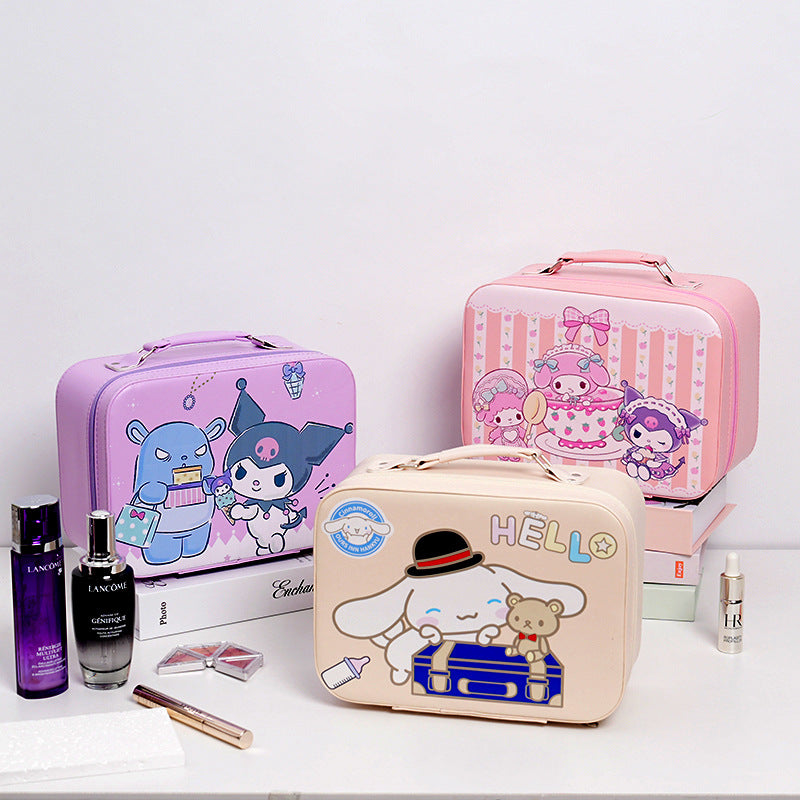 Cute Cartoon Kuromi Makeup Bag Large Capacity Portable Sanrio Makeup Box Colorful Makeup Guka Storage Box Wholesale