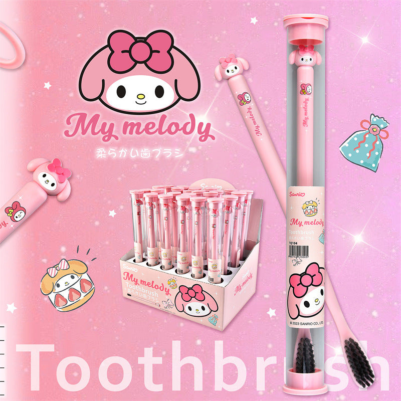 【DU-0061】New Japanese cute girl's heart toothbrush kulomi portable travel adult and children's bamboo charcoal fine soft brush toothbrush