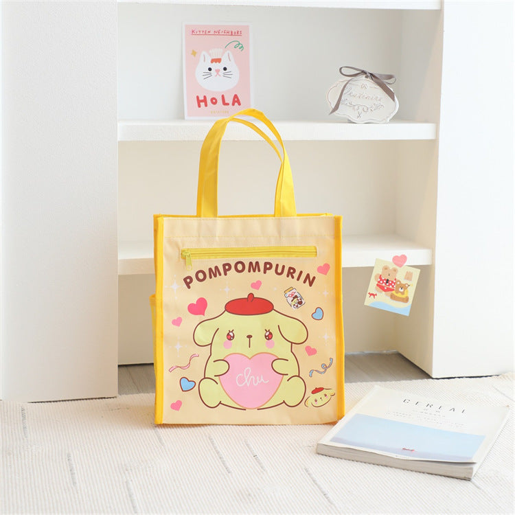 【B-0047】Cartoon cute girl heart ugly fish student tutorial bag portable study bag class textbook bag stationery handbag