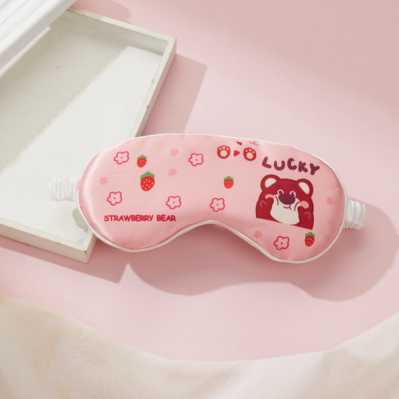 Double-sided silk eye mask lunch break shading cartoon cute strap travel eye protection breathable to relieve fatigue.