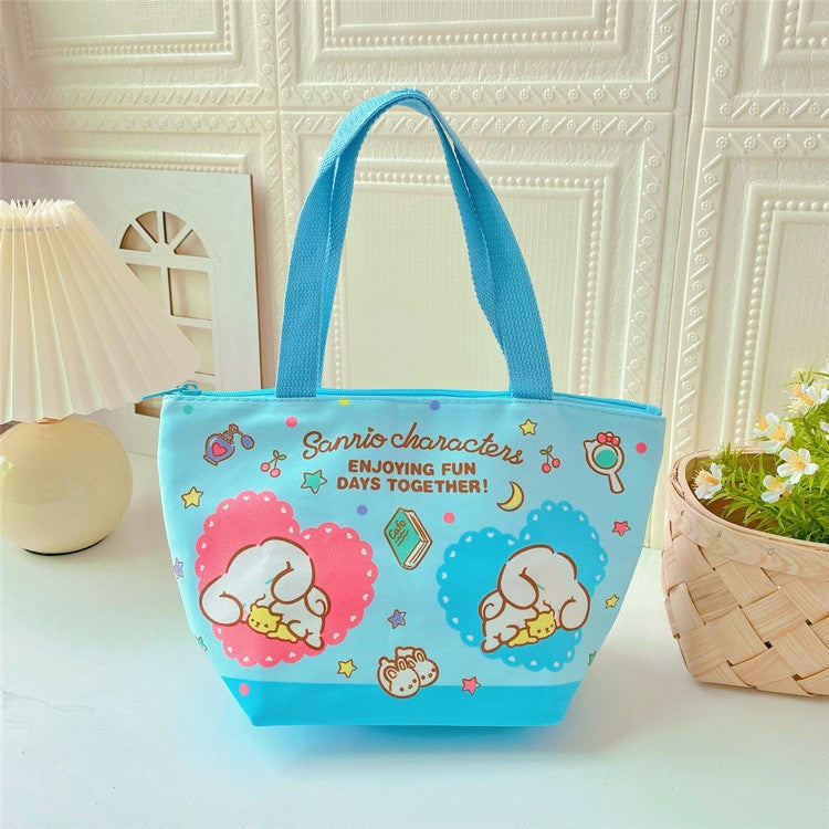 【BT-0010】New Japanese thermal insulation bag cute cartoon with meal portable canvas aluminum foil insulated lunch box bento bag cold bag