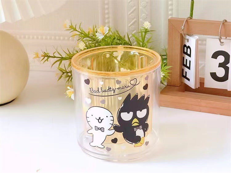 Creative cartoon round large-capacity rotatable pen holder cute Yugui dog student stationery sundries desktop storage container