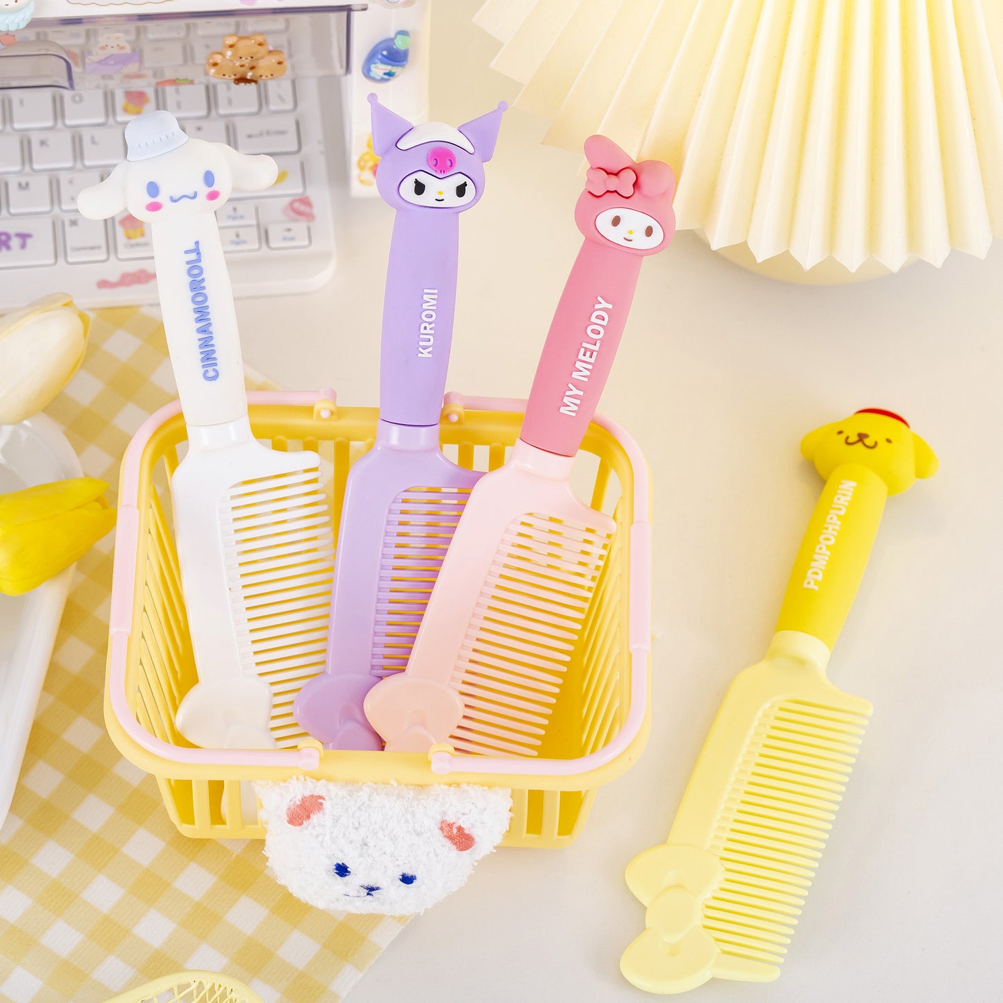 Cartoon Silicone Handle Straight Hair Comb Bow Knot Hairdressing Comb Anti static Massage Comb ML KL