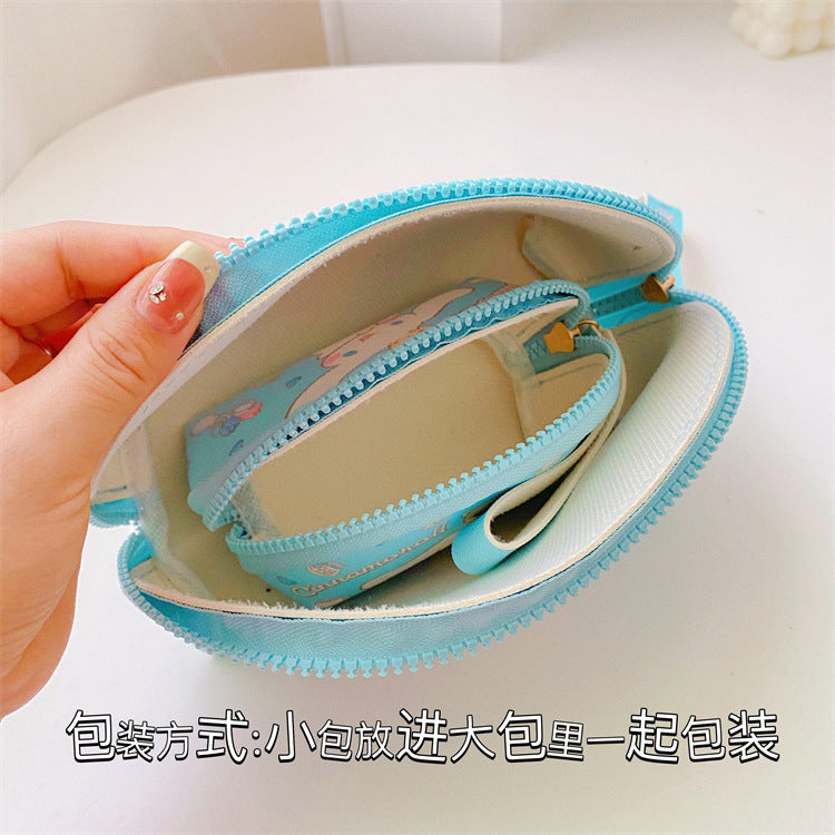 【B-0002】Japanese cartoon cute girl heart makeup bag storage two-piece set Change key storage bag ugly fish hand bag