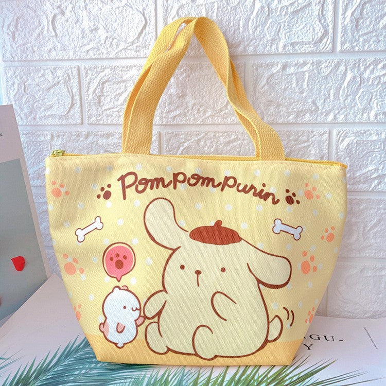 【BT-0010】New Japanese thermal insulation bag cute cartoon with meal portable canvas aluminum foil insulated lunch box bento bag cold bag