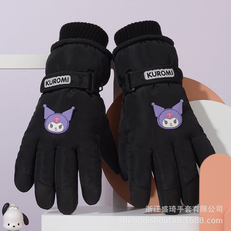 Sanliou Outdoor Touch Screen Ski Gloves Winter Women's Plush Thickened Cold and Warm Student Cycling Windproof and Anti slip