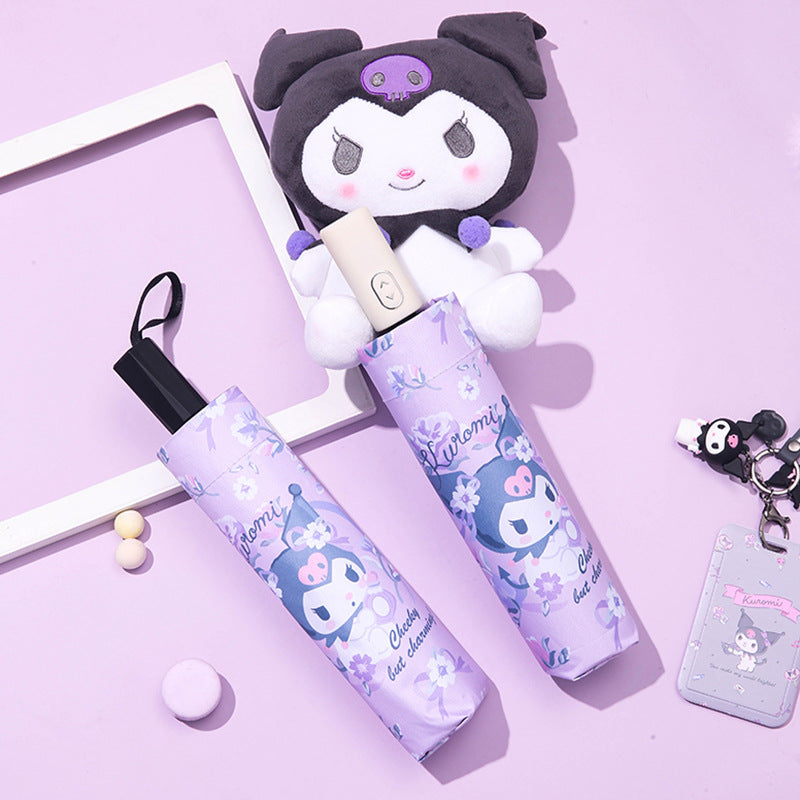 Violet Kuromi Cartoon Cute Umbrella for Rain and Clear Use, Girl's Heart Clear Umbrella for Sun Protection, UV Protection, and Sun Shading