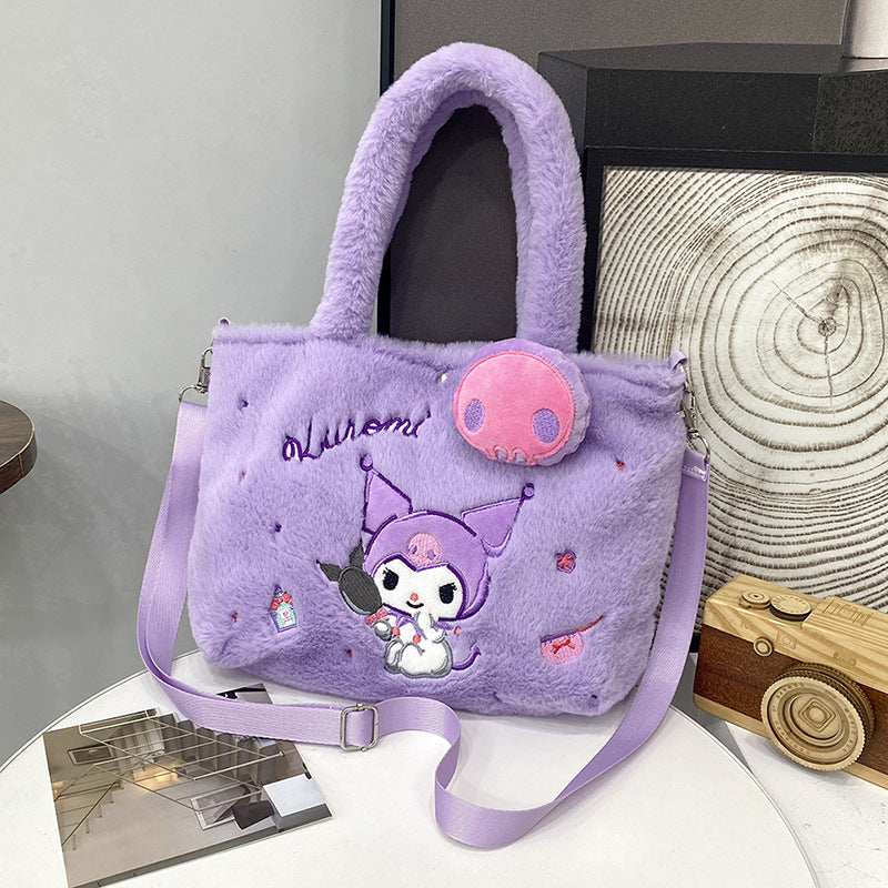 Japanese Kuromi my melody plush shoulder bag children&#039;s oblique bag Cinnamoroll handbag Hello Kitty satchel