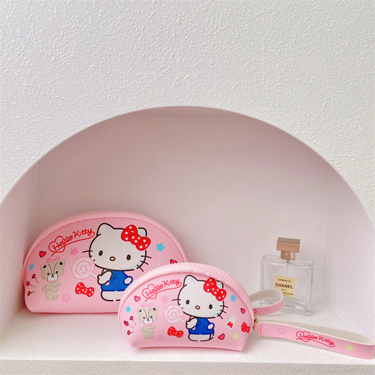 【B-0002】Japanese cartoon cute girl heart makeup bag storage two-piece set Change key storage bag ugly fish hand bag