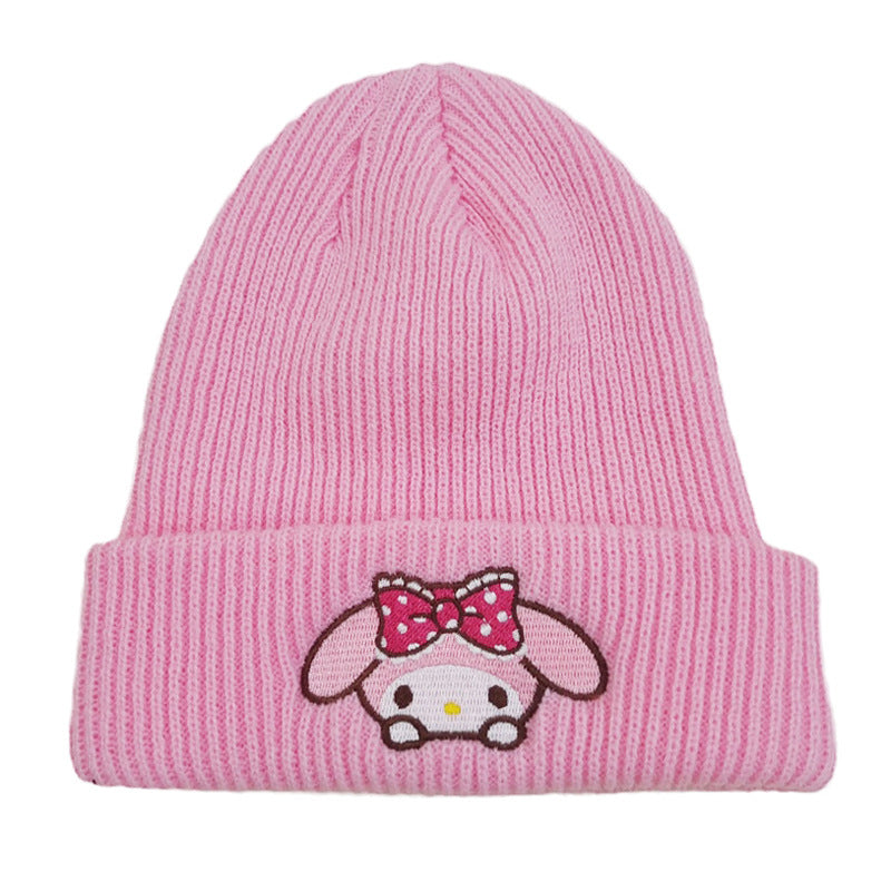 cute cartoon Sanrio embroidered knitted cap wool cap kuromi warm hat