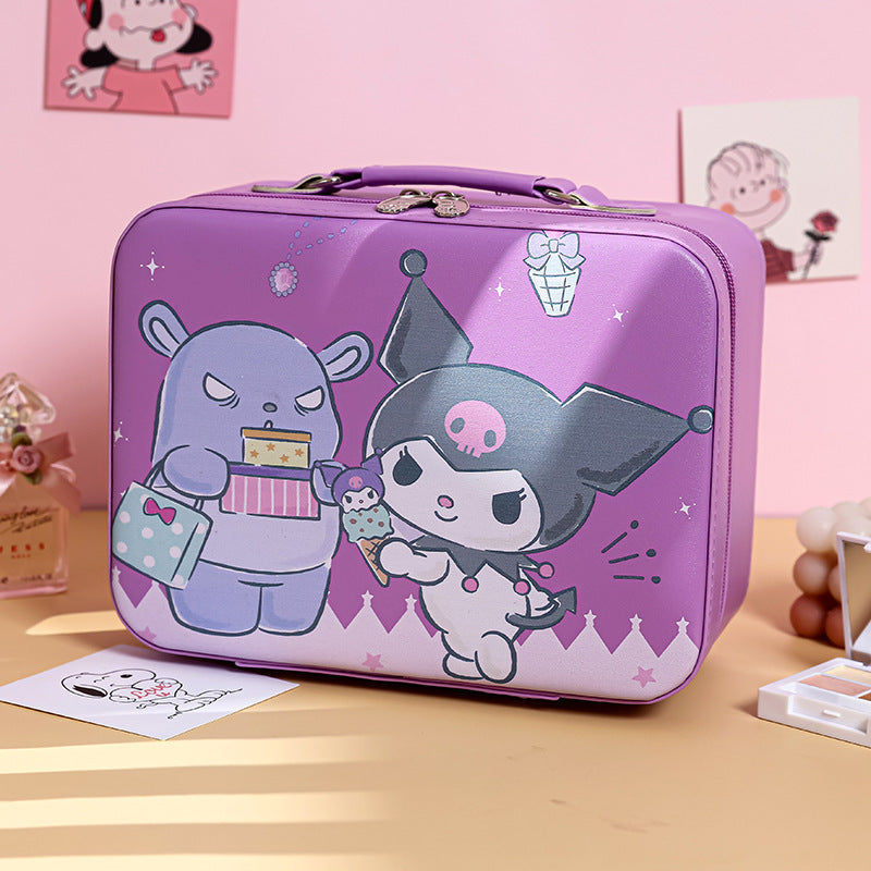 Cute Cartoon Kuromi Makeup Bag Large Capacity Portable Sanrio Makeup Box Colorful Makeup Guka Storage Box Wholesale