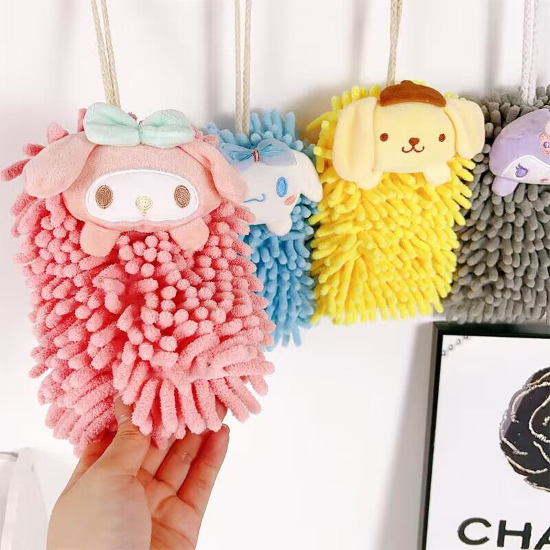 Cartoon chenille hand towel hanging anti-odor absorbent non-shedding hand cloth children's towel kitchen hand washing household