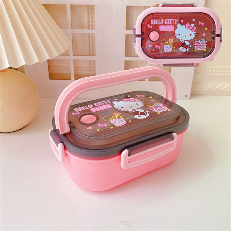 【BT-0002】Japanese cute girly heart double-layer kulomi handheld lunch box, bento box, portable divider, sealed fresh-keeping box, lunch box