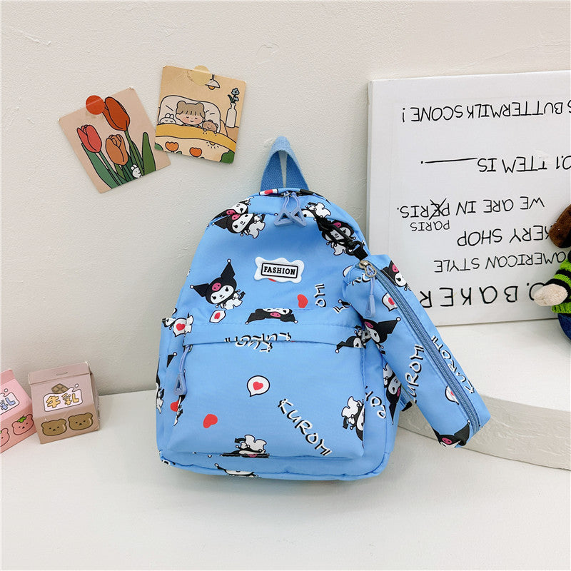 Cartoon printed backpack for kindergarten babies 2023 New cute girl graffiti minimalist backpack trend