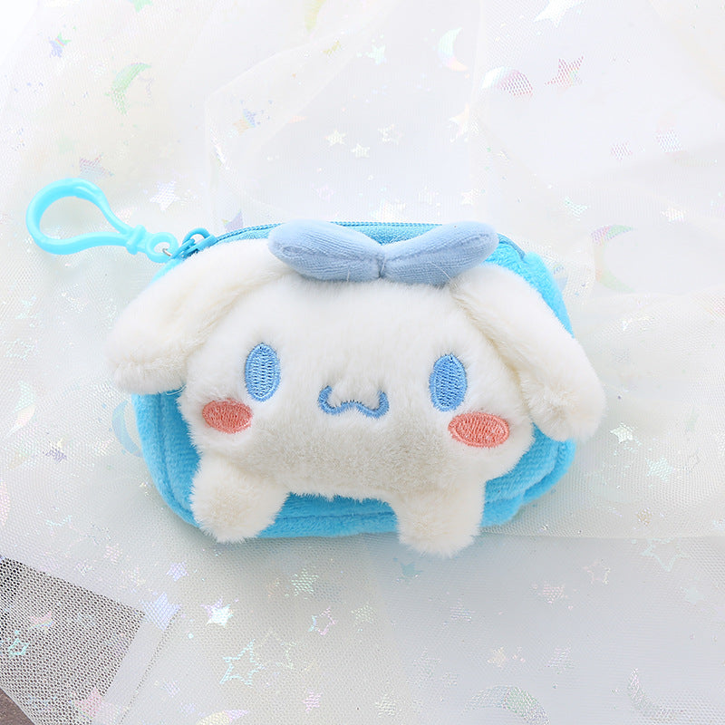 【W-0003】Cute square plush sanrio coin purse cartoon cinnamon dog keychain pendant lady's storage bag coin bag