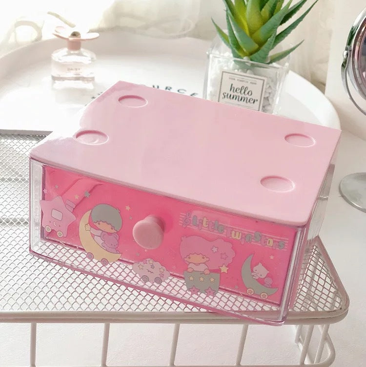 Cute girl heart desktop jewelry box mini drawer box cartoon storage box drawer sorting box