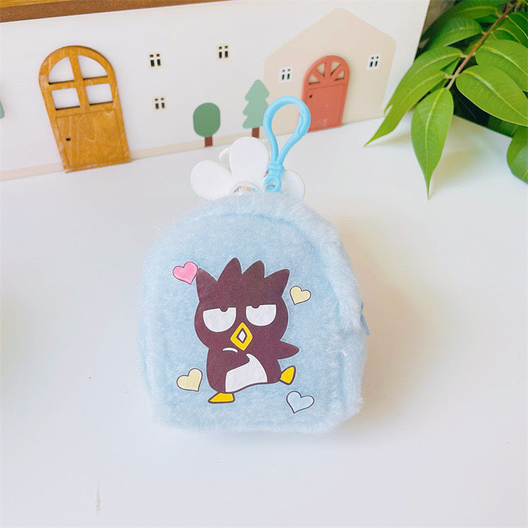 【W-0009】Japanese Cute Girl Heart Plush Pocket Wallet Portable Small Bag PC Dog Earbuds Coin Small Wallet