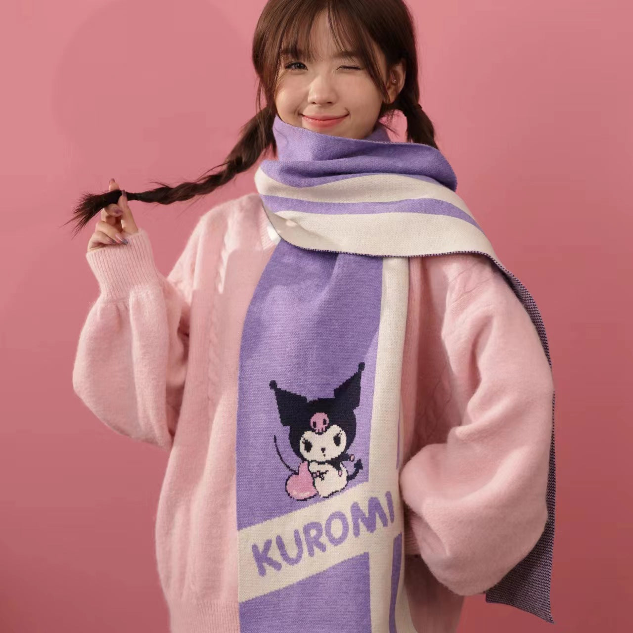 【DU-0059】Sanrio Knitted Scarf Winter Red Scarf Cartoon Cute Windproof and Warm