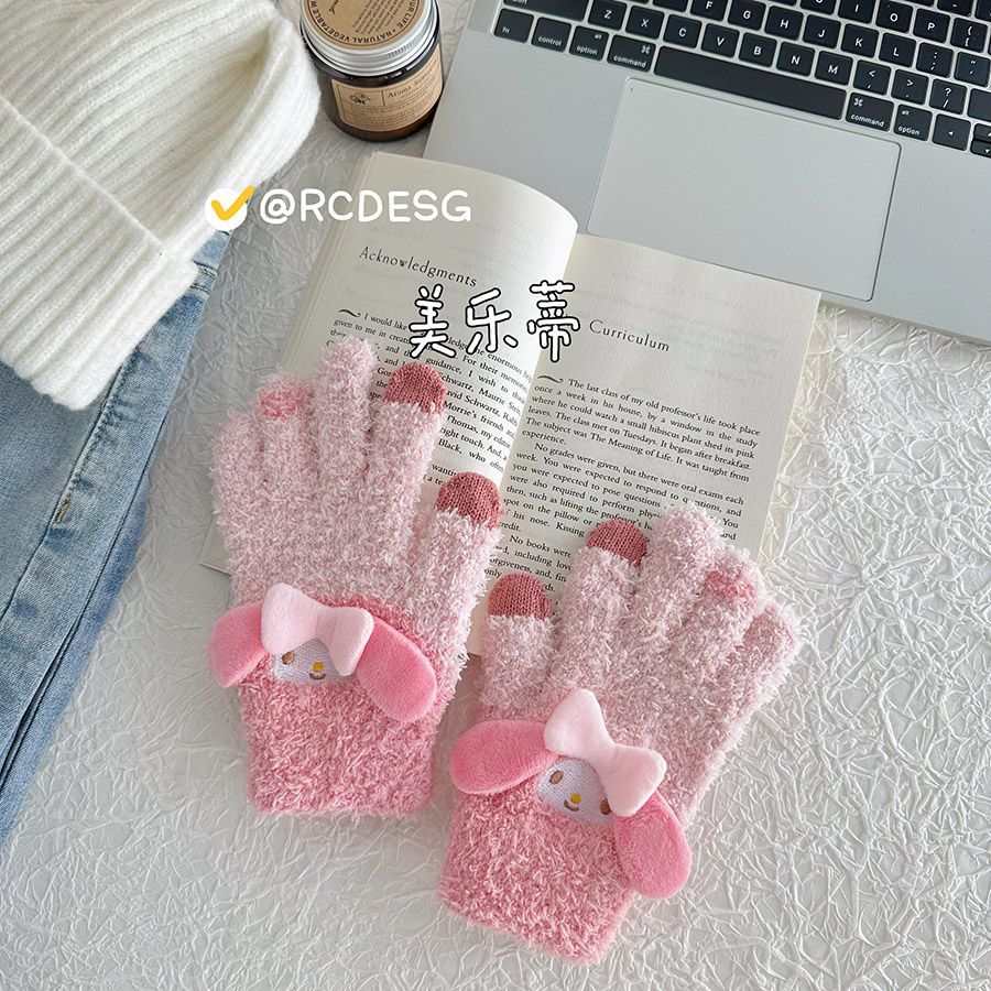 famous products with adult five-finger gloves cute wool warm Sanrio Kulomi Pochacco