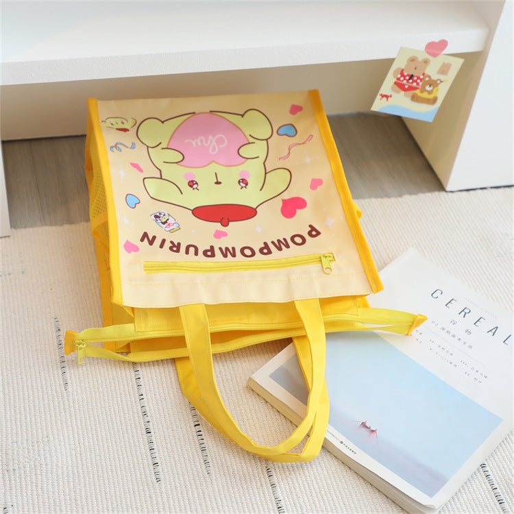 【B-0047】Cartoon cute girl heart ugly fish student tutorial bag portable study bag class textbook bag stationery handbag