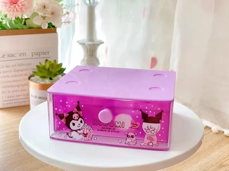 Cute girl heart desktop jewelry box mini drawer box cartoon storage box drawer sorting box