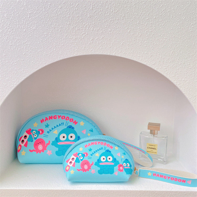 【B-0002】Japanese cartoon cute girl heart makeup bag storage two-piece set Change key storage bag ugly fish hand bag