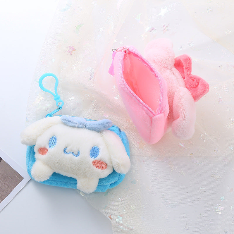 【W-0003】Cute square plush sanrio coin purse cartoon cinnamon dog keychain pendant lady's storage bag coin bag