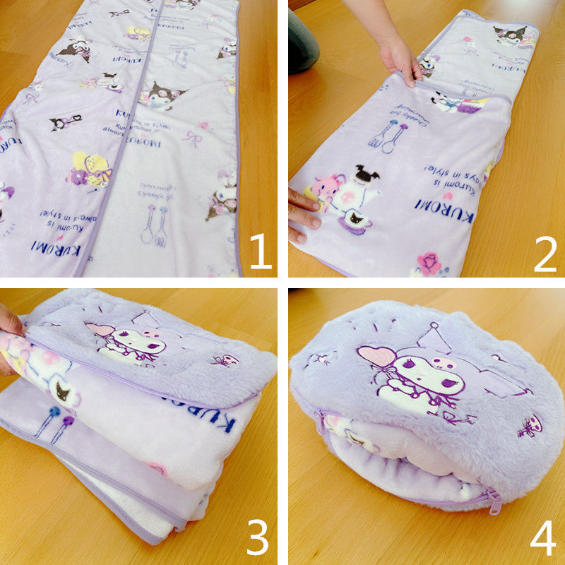 Japanese ins portable cartoon small handbag, pillow blanket, integrated car office blanket, nap air conditioner blanket