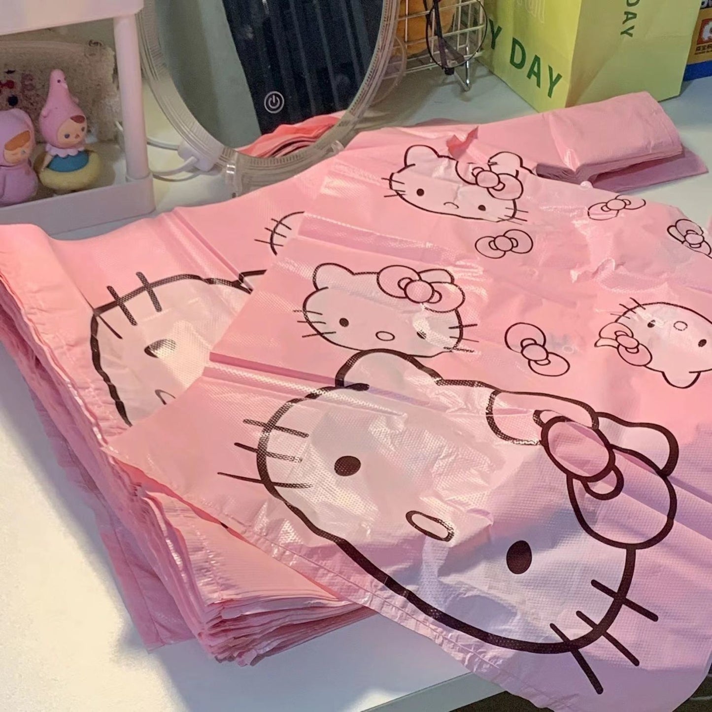 Hello Kitty Garbage Bag Cartoon KT Cat Pattern Vest Bag Plastic Bag Packaging Bag