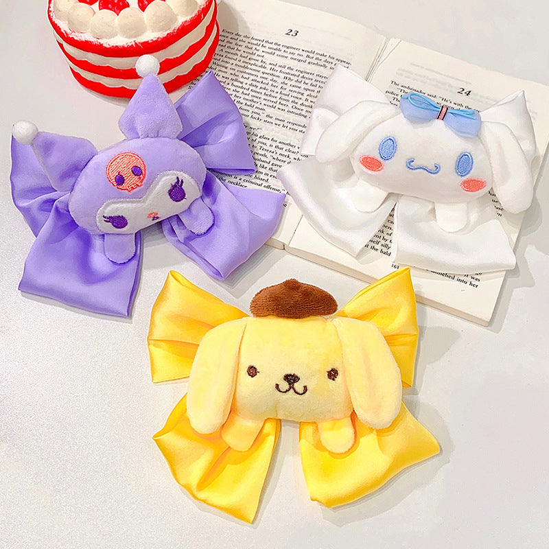 Cute Sanrio doll bow hairpin, girl's hairpin, back of the head, top clip, out-of-the-box hairspring, hairpin