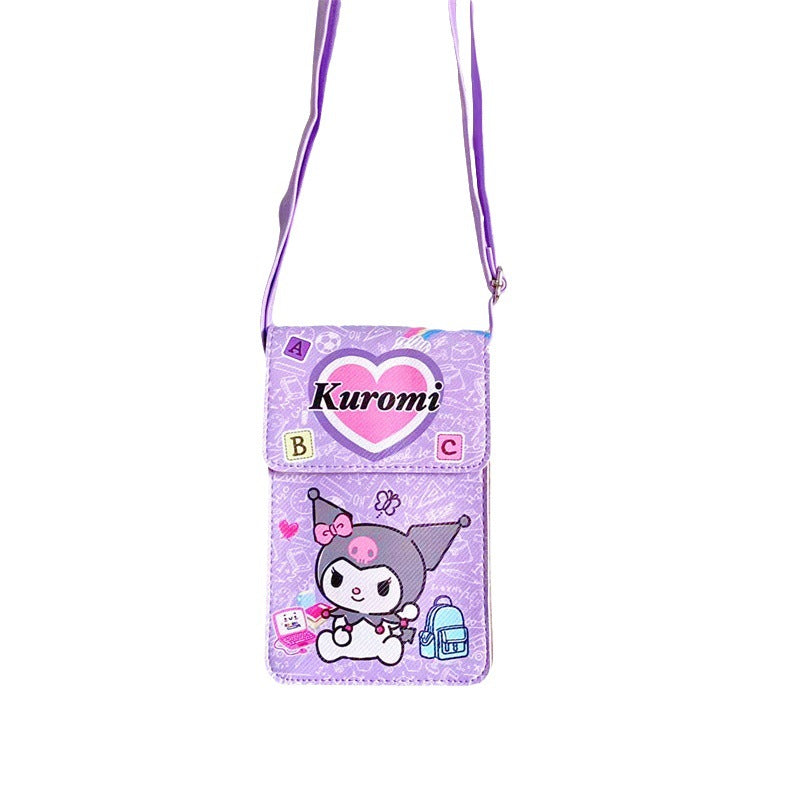 Japanese cute girl heart mobile phone bag portable outing kulomi mobile phone change key storage bag shoulder backpack