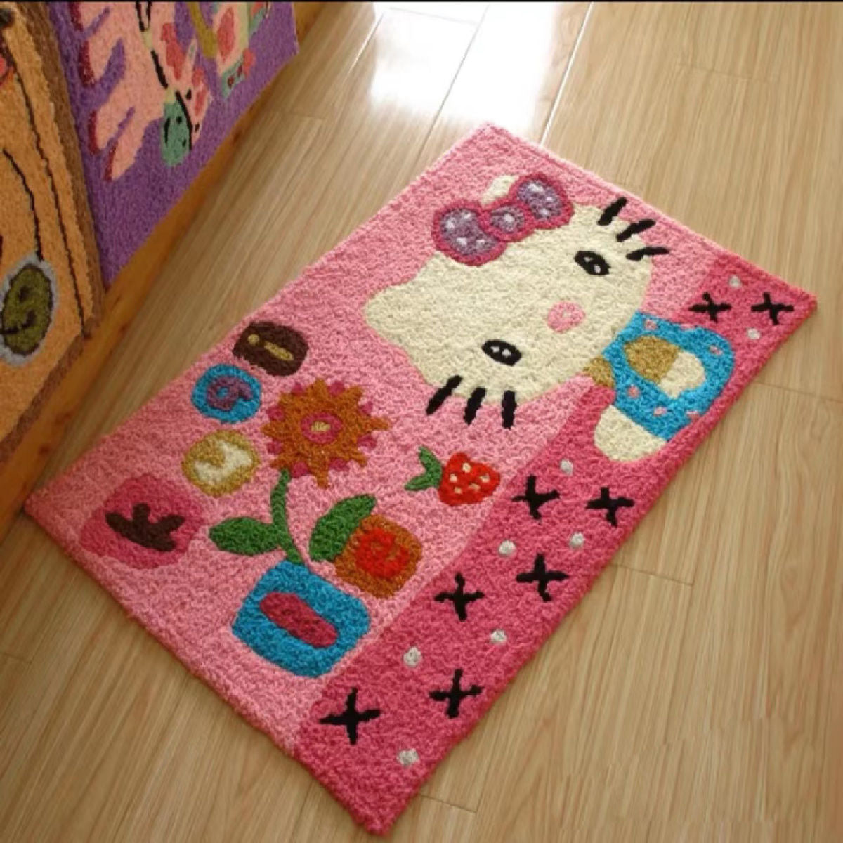 【DU-0060】Pink Kitty imitation cashmere plush comfortable living room carpet, doormat, bedroom floor mat, decorative blanket