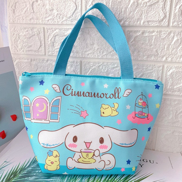 【BT-0010】New Japanese thermal insulation bag cute cartoon with meal portable canvas aluminum foil insulated lunch box bento bag cold bag