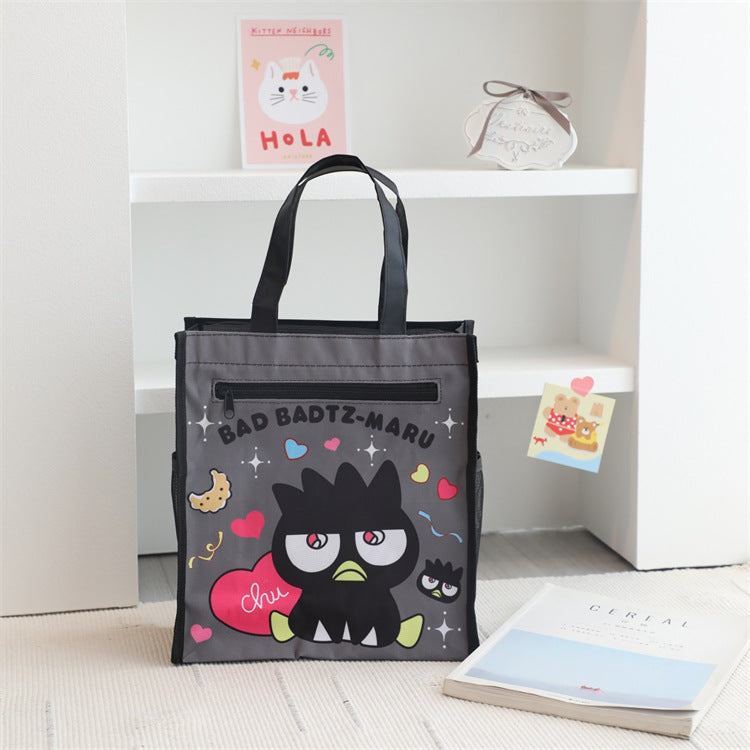 【B-0047】Cartoon cute girl heart ugly fish student tutorial bag portable study bag class textbook bag stationery handbag