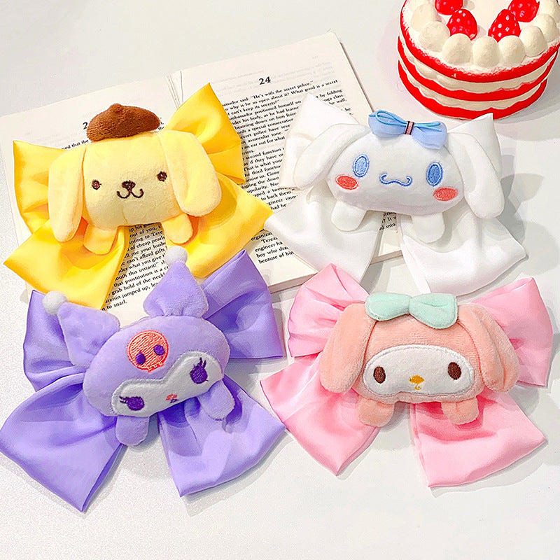 Cute Sanrio doll bow hairpin, girl's hairpin, back of the head, top clip, out-of-the-box hairspring, hairpin