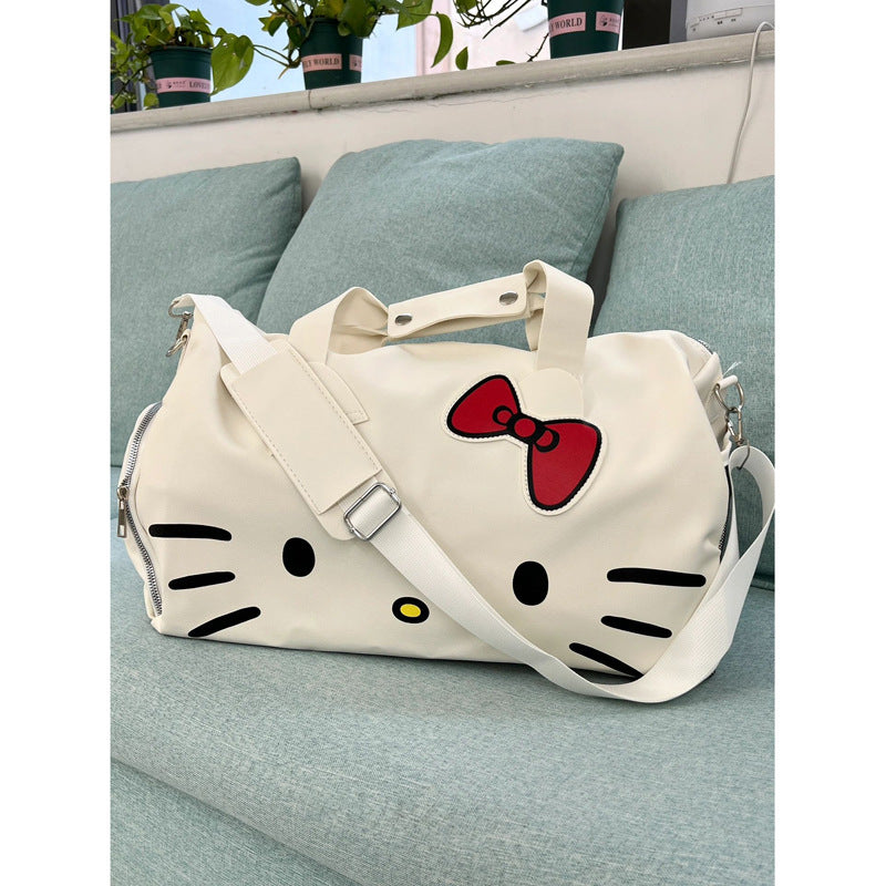 【B-0036】HelloKitty cartoon cute big bag one-shoulder bow Hello Kitty portable fitness bag slung bag.