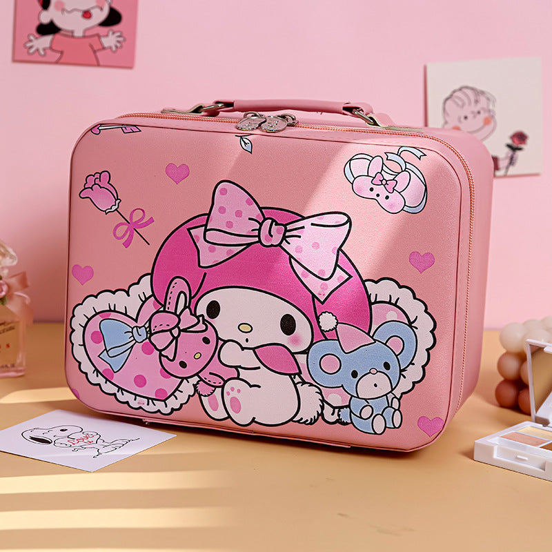 Cute Cartoon Kuromi Makeup Bag Large Capacity Portable Sanrio Makeup Box Colorful Makeup Guka Storage Box Wholesale